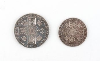 Property of a deceased estate - a coin collection - 1787 King George III shilling (no hearts) and