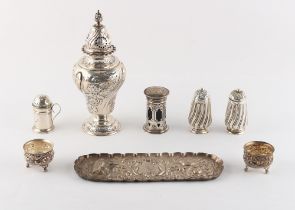 Property of a gentleman - a quantity of small silver items including a late Victorian baluster