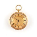 Property of a lady - a Victorian 18ct gold open faced mid size pocket watch, London 1869, the