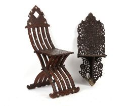 Property of a gentleman - a late 19th century / early 20th century Syrian Damascus carved hardwood &