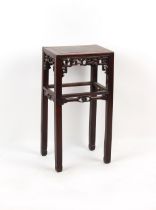 Property of a gentleman - a late 19th century Chinese hongmu table or plant stand, 16ins. (40.5cms.)
