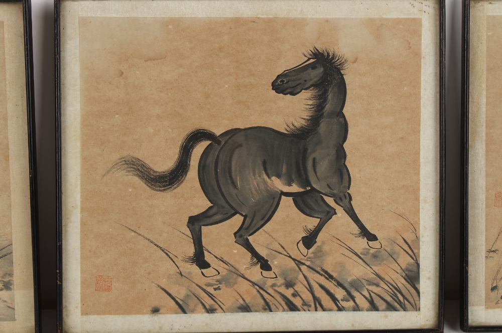 Property of a gentleman - a set of three early / mid 20th century Chinese ink & grey wash - Image 4 of 7