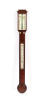 Property of a gentleman - a 19th century mahogany stick barometer, with ivory scales, inscribed