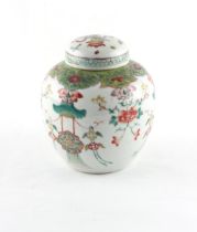 Property of a gentleman - a late 19th century Chinese porcelain ovoid ginger jar & cover, painted