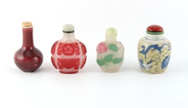 Property of a lady - four Chinese snuff bottles, all 19th century, comprising a large ovoid bottle
