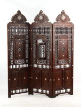 Property of a gentleman - a late 19th century Syrian Damascus carved hardwood & mother-of-pearl