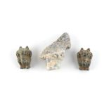Property of a lady - a pair of Chinese bronze archaistic Taotie mask harness fittings, each
