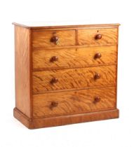 Property of a gentleman - a Victorian satin birch chest of two short & three long drawers, with