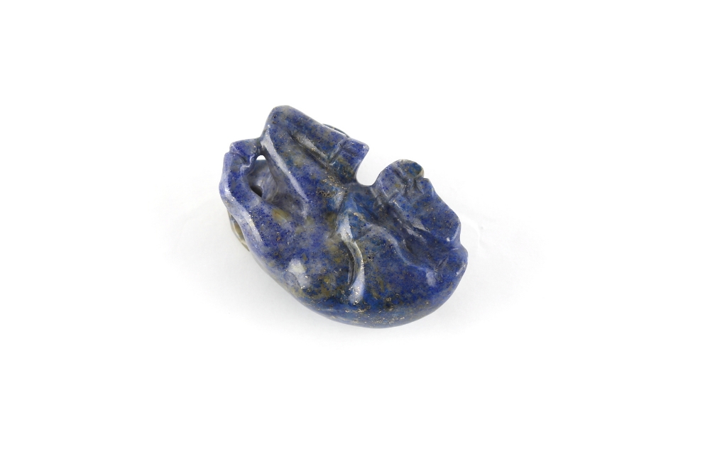 A Chinese carved lapis lazuli model of a Recumbent Buffalo, 2.2ins. (5.6cms.) long. - Image 3 of 3