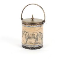 Property of a gentleman - Hannah Barlow for Doulton Lambeth - a Victorian stoneware biscuit barrel