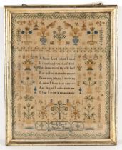 Property of a gentleman - a mid 19th century sampler, by 'Sarah Eve, Aged 11 Years, 1847', in glazed