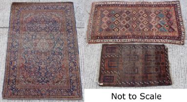 Property of a deceased estate - a Kashan rug, first half 20th century, worn, 80 by 52ins. (203 by