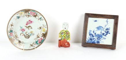 Property of a lady - a Chinese porcelain figure of a kneeling Boy, early 20th century, 5.5ins. (