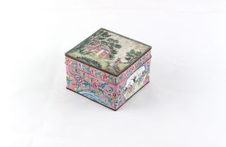 Property of a deceased estate - a Chinese Canton enamel square box, late 19th / early 20th