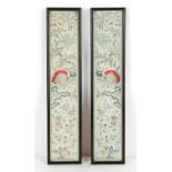Property of a gentleman - a pair of Chinese embroidered silk sleeve panels, early 20th century, in
