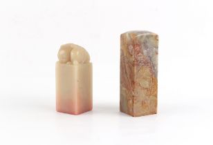 Property of a lady - two Chinese soapstone seals, Qing Dynasty, the larger carved in low relief with