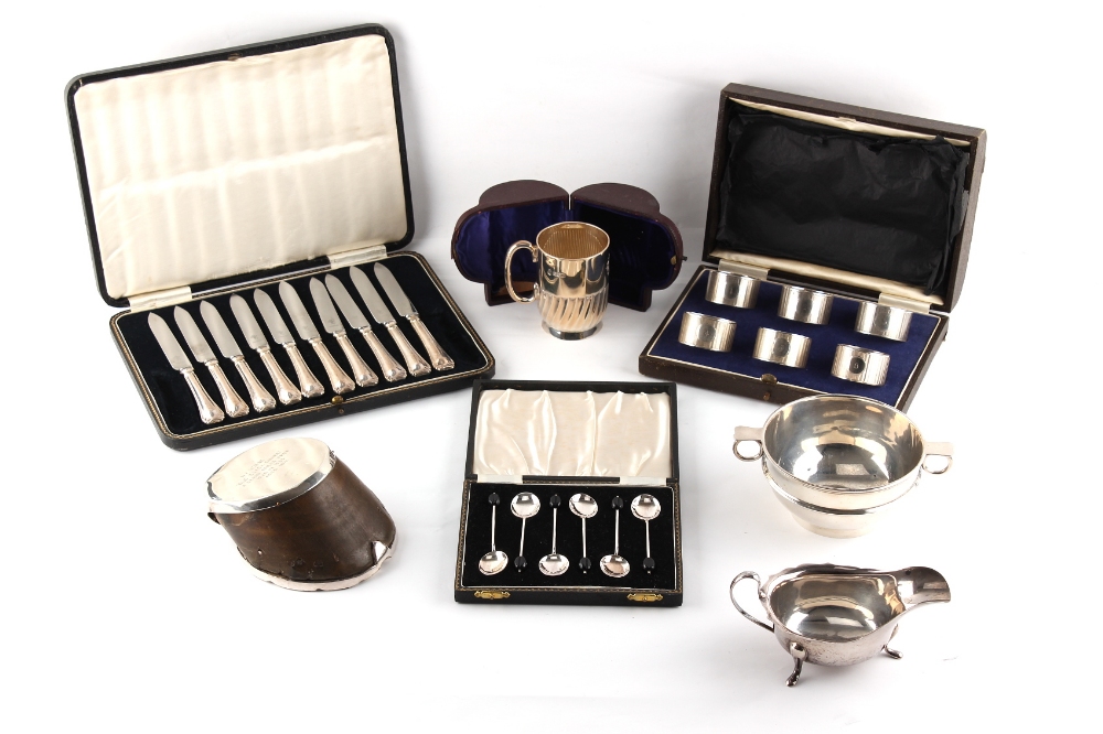 Property of a gentleman - a mixed lot of silver & silver mounted items including an Edwardian silver