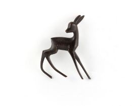 Property of a deceased estate - an Art Deco Hagenauer patinated bronze model of a deer or fawn,