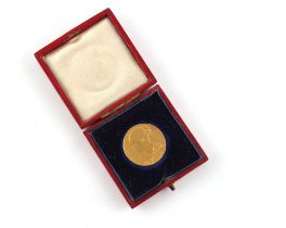 Property of a lady - an 1897 Queen Victoria Diamond Jubilee gold medal, by G.W. de Saulles, veiled