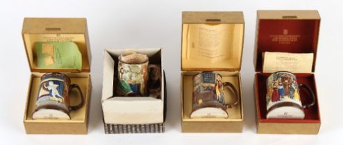 Four 1970's Royal Doulton John Beswick limited edition Christmas Carol tankards, boxed (4).