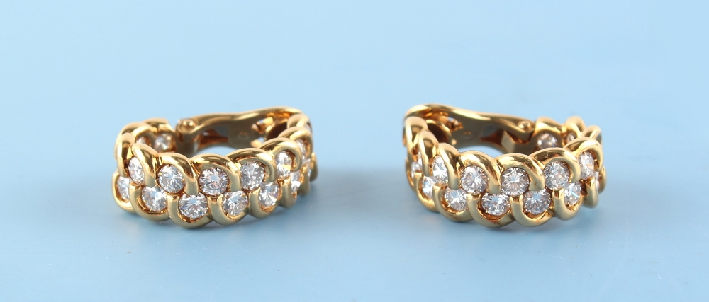 Patek Philippe - a pair of 18ct yellow gold diamond half hoop earrings, with clip fastenings, each - Image 2 of 3