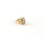 Property of a deceased estate - a modern 18ct yellow gold diamond rectangular panel ring, the twelve