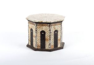Property of a gentleman - a modern octagonal box & cover with architectural decoration in the manner