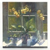 Property of a lady - Colin Willey (British, b.1972) - 'ORCHID IN THE WINDOW' - oil on canvas, 36ins.