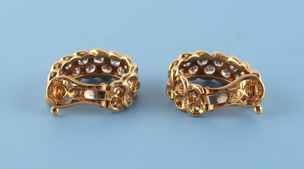 Patek Philippe - a pair of 18ct yellow gold diamond half hoop earrings, with clip fastenings, each - Image 3 of 3