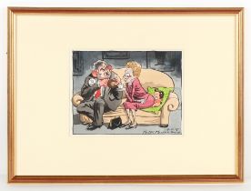 Property of a lady - Peter Brookes (b.1943) - 'GORDON BROWN INVITING LADY THATCHER TO TEA' - a