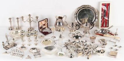 Property of a deceased estate - a quantity of silver plated items, etc., including a king's