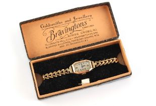 Property of a gentleman - a lady's 'Dot' 9ct gold cased Bravington wristwatch on 9ct gold bracelet