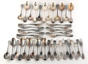 Property of a deceased estate - a matched set of silver fiddle & thread pattern cutlery, mostly