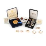 Property of a lady - a bag containing assorted jewellery including three gold rings (one unmarked