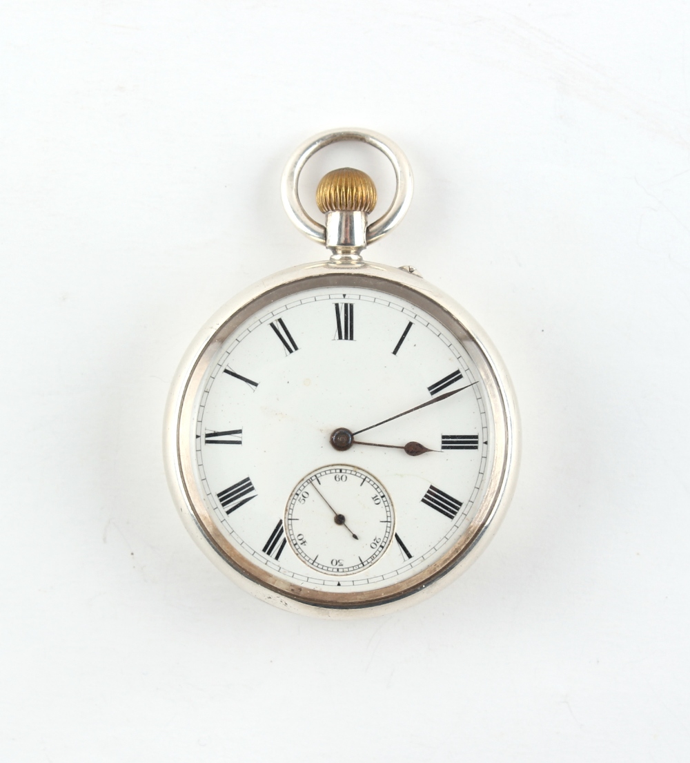 The Henry & Tricia Byrom Collection - a late 19th century silver open faced keyless wind pocket