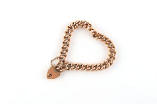 Property of a deceased estate - a 9ct gold chain bracelet with 9ct gold heart shaped clasp,