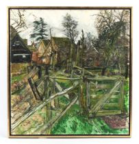 ARR - Property of a lady - Olwyn Bowey R.A. (b.1936) - GATE TO FARM HOUSE - oil on canvas, 37.8 by