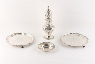 Property of a lady - a large Victorian silver baluster caster, London 1892, 10ins. (25.4cms.)