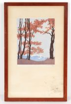 Property of a gentleman - Carl Rotky (1891-1977) - AUSTRIAN AUTUMN LANDSCAPE - linocut in