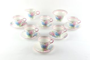 An Art Deco Shelley 'Lilac Time' pattern 14-piece tea set (14).