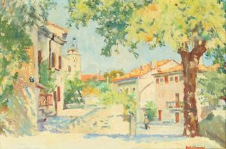Property of a gentleman - Faith Sheppard (1920-2008) - PROVENCE VILLAGE SCENE - oil on board, 16