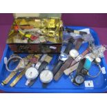 Assorted Ladies and Gent's Wristwatches, openface pocketwatches, watch bracelets, chains, pill pot