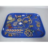 Gilt Metal Costume Jewellery, including Indian necklace and matching drop earrings, large