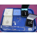 Modern "925" and Other Pendants on Chains, earrings :- One Tray