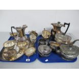 Assorted Plated Tea Wares, including four piece tea set, a Devon Ware Fieldings water jug (lacking