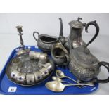 A Plated Four Piece Tea Set, together with a decorative plated dish, assorted napkin rings, two