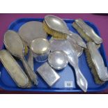 Two Part Sets of Hallmarked Silver Backed Dressing Table Sets, including brushes and mirrors,