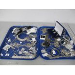 Two Trays of Modern Costume Jewellery, including diamante style, ornate necklaces, bracelets,