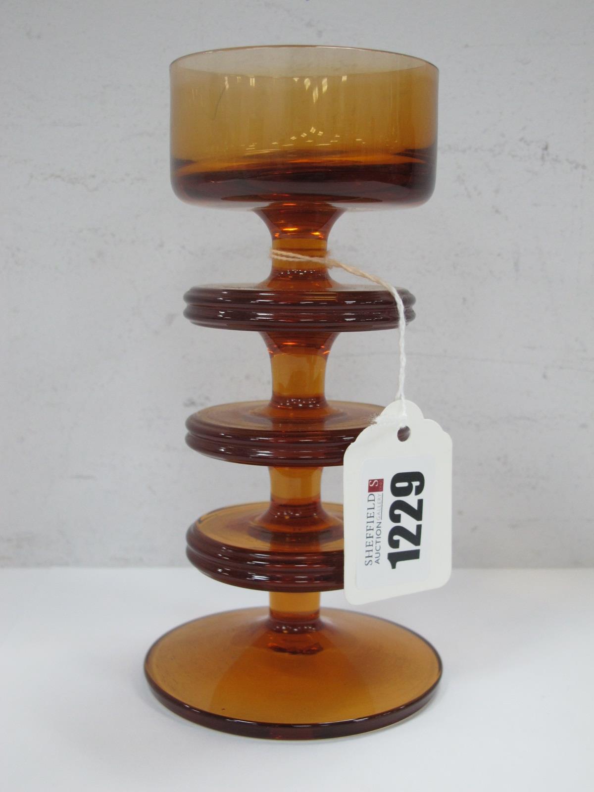 Ronald Stennet Willson, Wedgwood Amber Three Disc Candleholder, 15.5cm high,