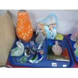 WITHDRAWN A Murano Style Glass Basket, glass paperweights, glass shade etc:- One Tray.